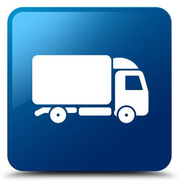 Kamyon simgesi mavi kare düğme