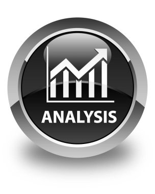 Analiz (istatistik simgesi) parlak siyah yuvarlak düğmesi
