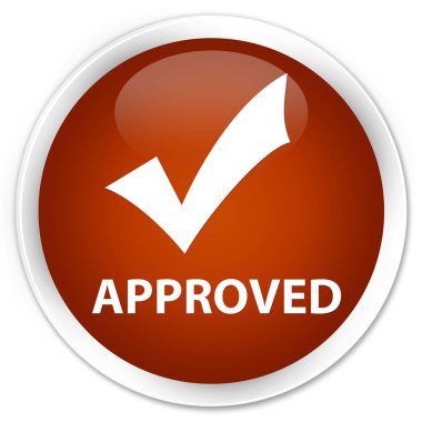 Onaylı (simge doğrulama) sigorta primi kahverengi yuvarlak düğmesi