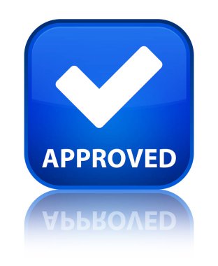 Onaylı (simge doğrulama) özel mavi kare düğme