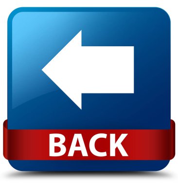 Geri mavi kare düğme kırmızı kurdele orta