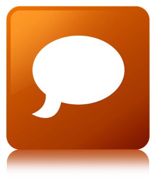 Sohbet simgesi kahverengi kare düğme