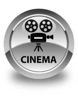 Sinema (video kamera simgesi) parlak beyaz yuvarlak düğmesi