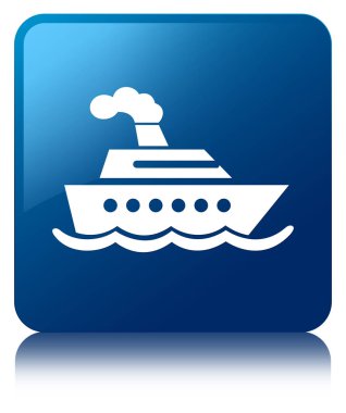 Cruise Gemi simgesi mavi kare düğme