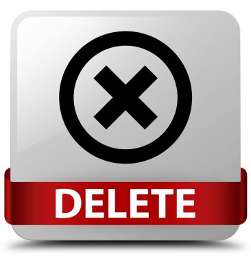 Beyaz kare düğme kırmızı kurdele orta silmek