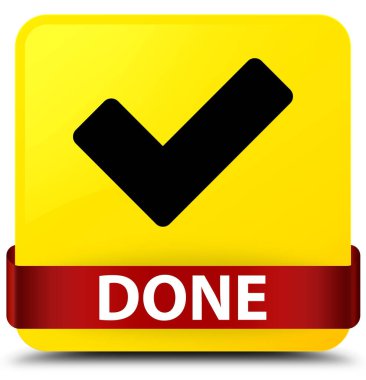 (Simge doğrulama) sarı kare düğme kırmızı kurdele orta