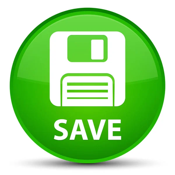 Save (floppy disk icon) special green round button