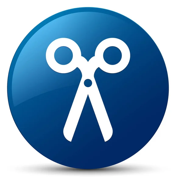 Nůžky ikony modré kulaté tlačítko — Stock fotografie