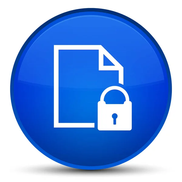 Захищена піктограма документа спеціальна синя кругла кнопка — стокове фото