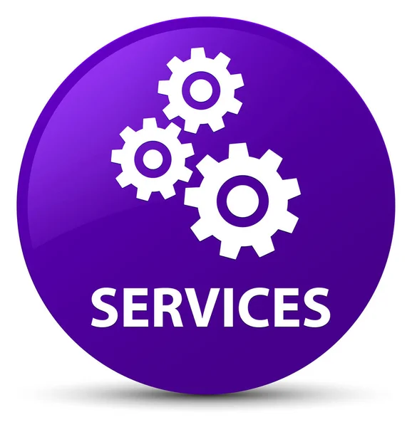Szolgáltatások (fogaskerekek ikonra) lila kerek gomb — Stock Fotó