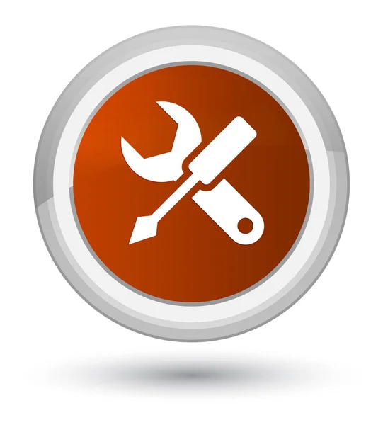 Settings icon prime brown round button — Stock Photo, Image