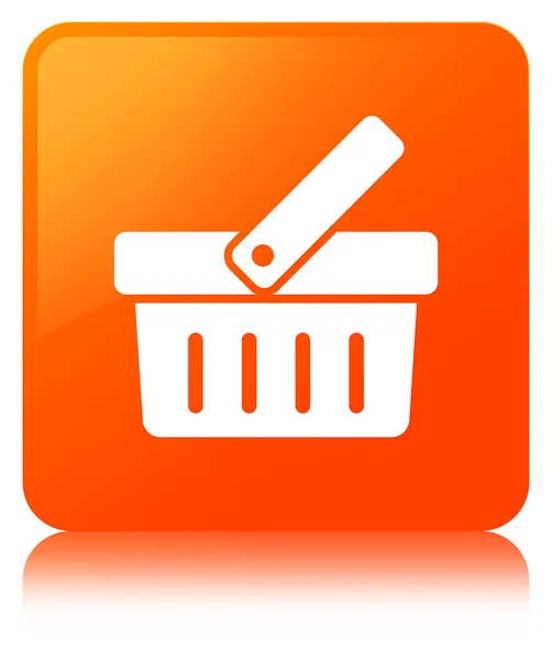 Carrinho de compras ícone laranja botão quadrado — Fotografia de Stock