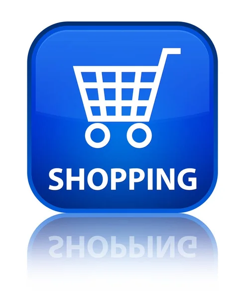 ショッピング特別な青い正方形ボタン — ストック写真