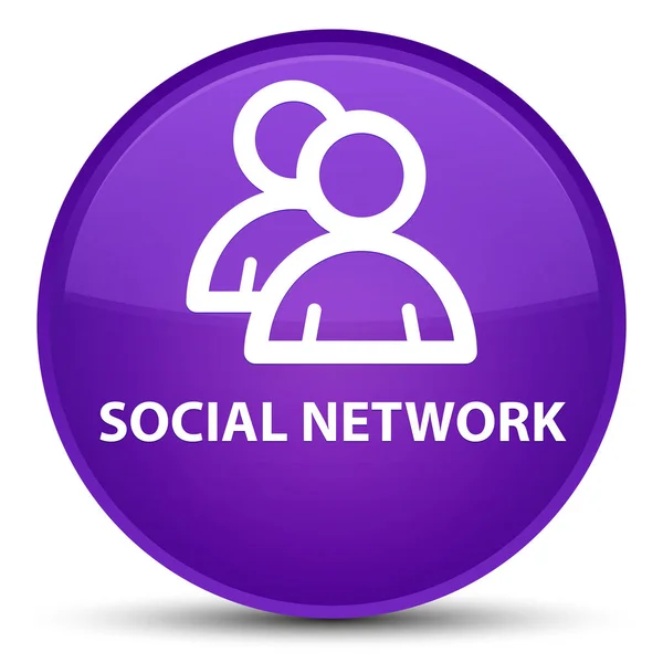 Κοινωνικό δίκτυο (εικονίδιο ομάδας) ειδική μωβ στρογγυλό κουμπί — Φωτογραφία Αρχείου