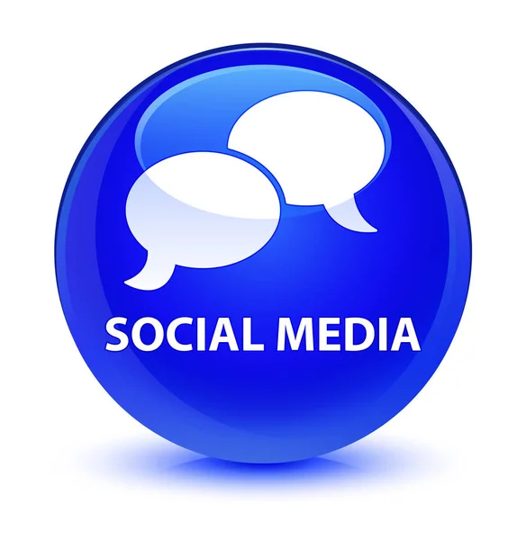 Sociale media (chat zeepbel pictogram) glazig blauwe ronde knop — Stockfoto