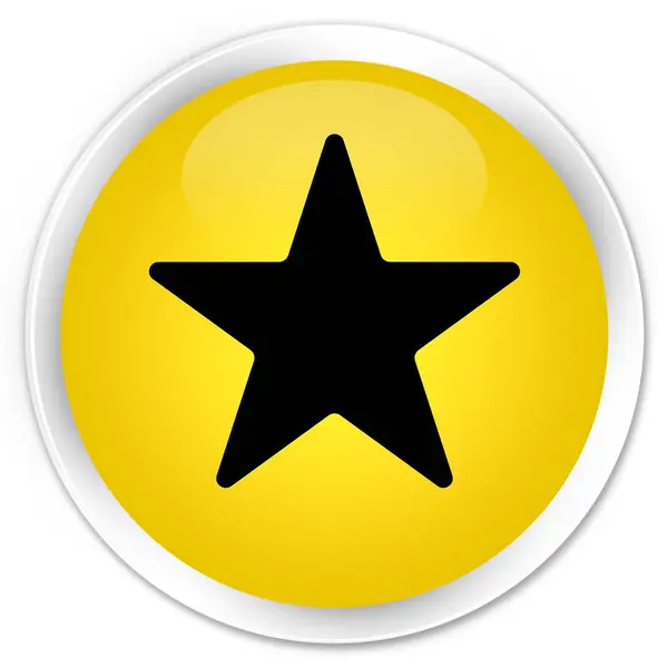 Stjärnikonen premium gula runda knappen — Stockfoto