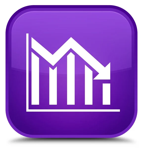 Statystyki w dół przycisk specjalny kwadrat fioletowy ikona — Zdjęcie stockowe