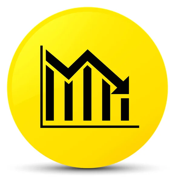 Estadísticas abajo icono amarillo botón redondo — Foto de Stock