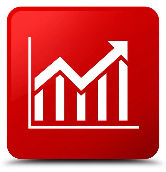 Icono de estadísticas rojo botón cuadrado — Foto de Stock