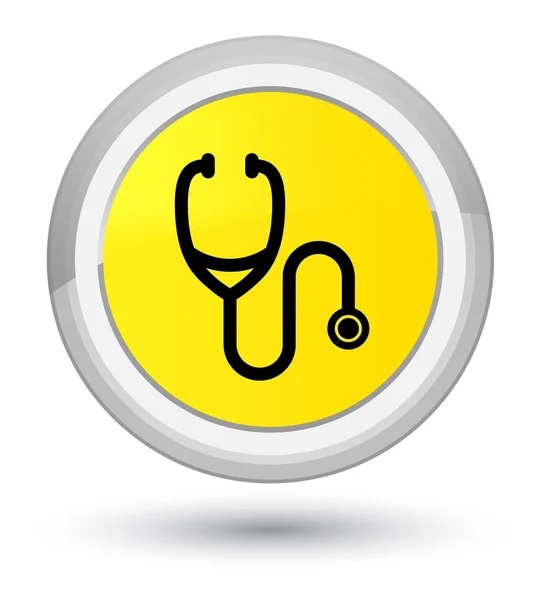 聴診器アイコン プライム黄色丸いボタン — ストック写真