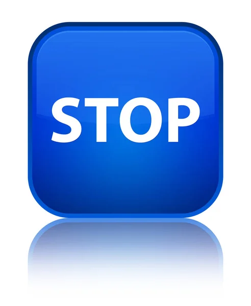 Detener botón cuadrado azul especial — Foto de Stock