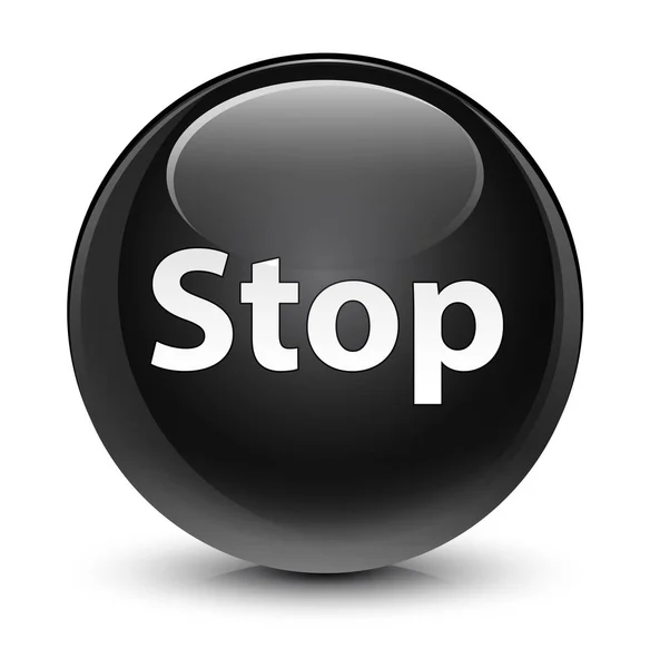 Stop vetro nero pulsante rotondo — Foto Stock