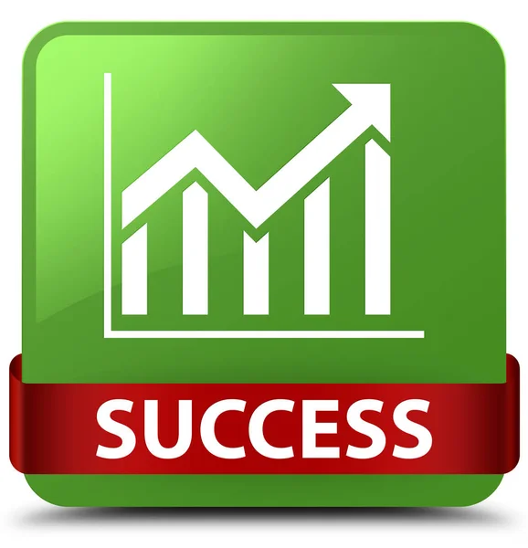 Úspěch (statistika ikona) měkké zelené čtvercové tlačítko červenou stužkou v — Stock fotografie
