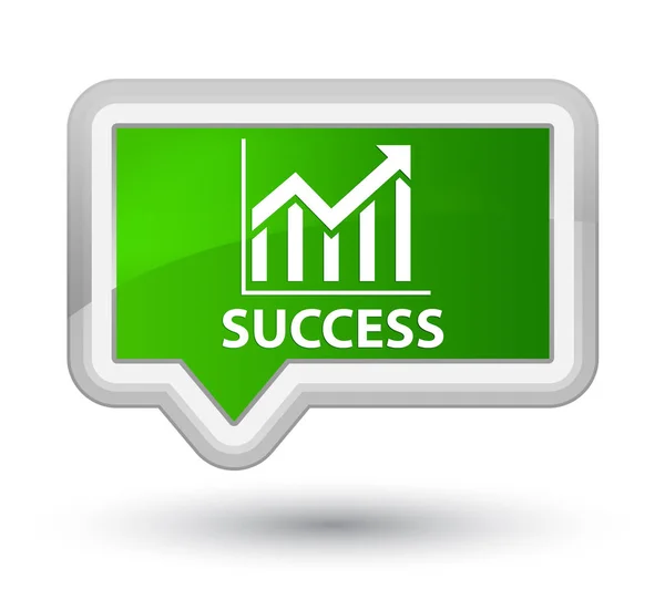 Sucesso (ícone de estatísticas) botão de banner verde principal — Fotografia de Stock