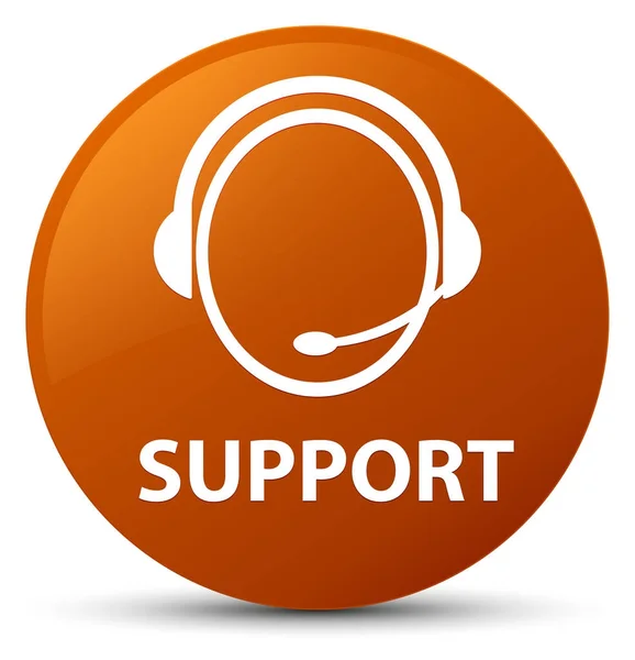 Support (customer care icon) brown round button — Stock Photo, Image