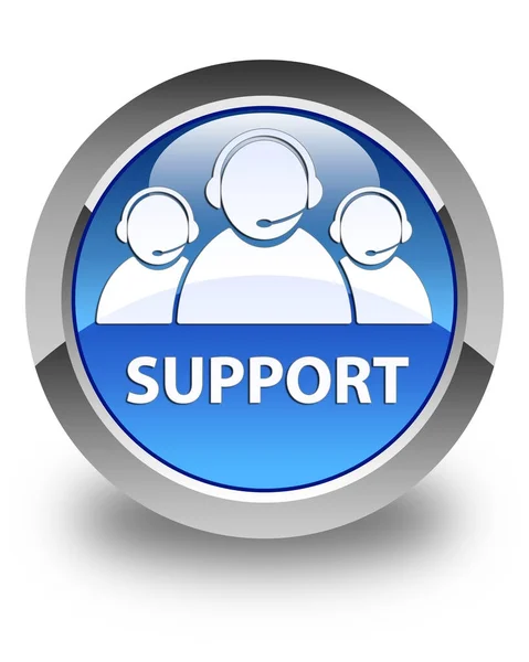 Поддержка (значок команды обслуживания клиентов) глянцевая синяя круглая кнопка — стоковое фото