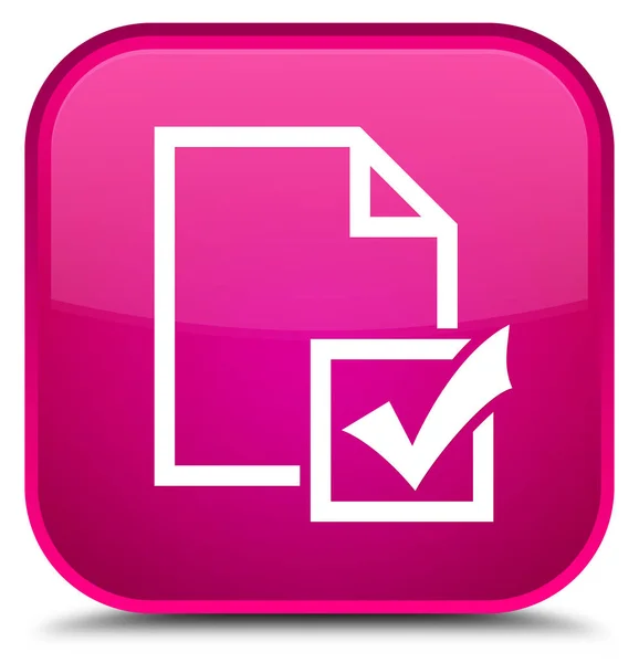 Undersökning ikonen särskilda rosa fyrkantig knapp — Stockfoto