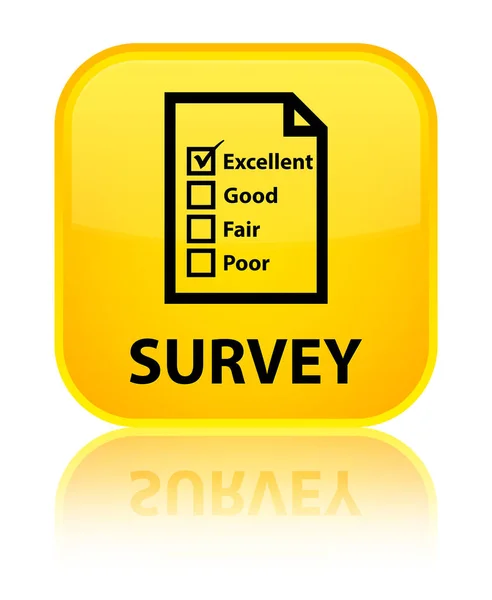 Survey (vragenlijst pictogram) speciale gele vierkante knop — Stockfoto