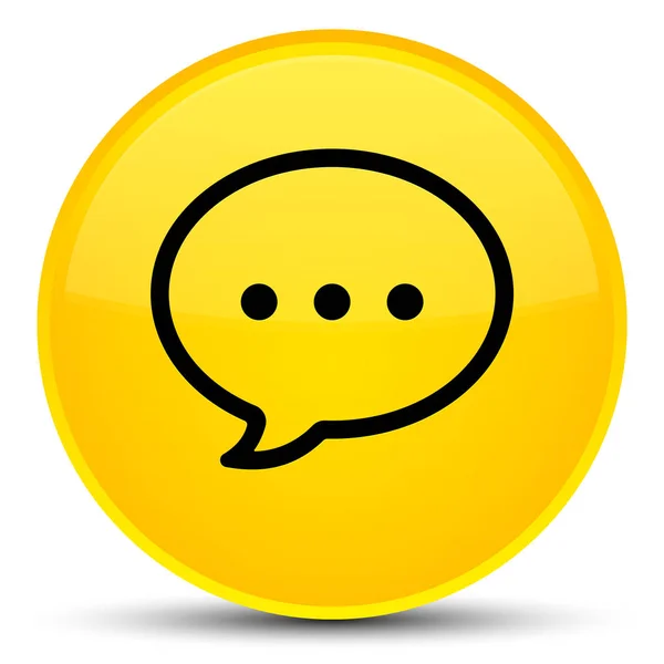 Піктограма бульбашки обговорення спеціальна жовта кругла кнопка — стокове фото