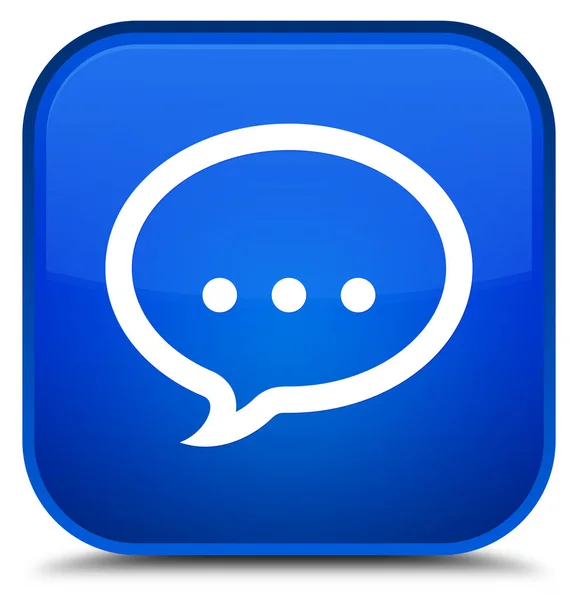 Иконка разговора специальная синяя квадратная кнопка — стоковое фото