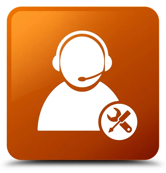 Tech support icon brown square button — Stock Photo, Image