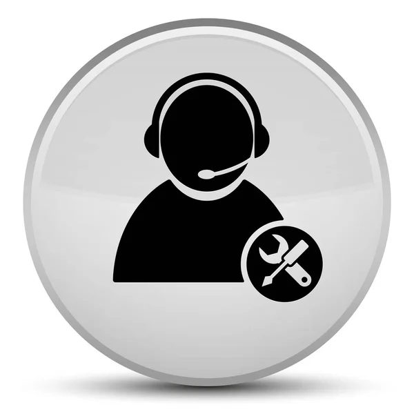 Tech support ikonę specjalne biały okrągły przycisk — Zdjęcie stockowe