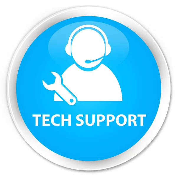 Tech Support für Premium-Cyan blau Runde Taste — Stockfoto