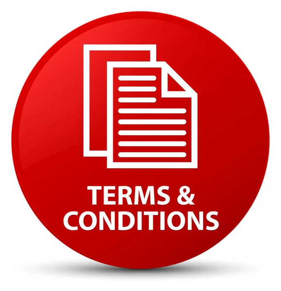 Terms and conditions (pages icon) red round button — Stock Photo, Image