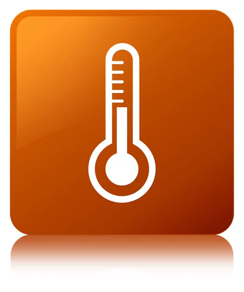 Thermometer icon brown square button — Stock Photo, Image