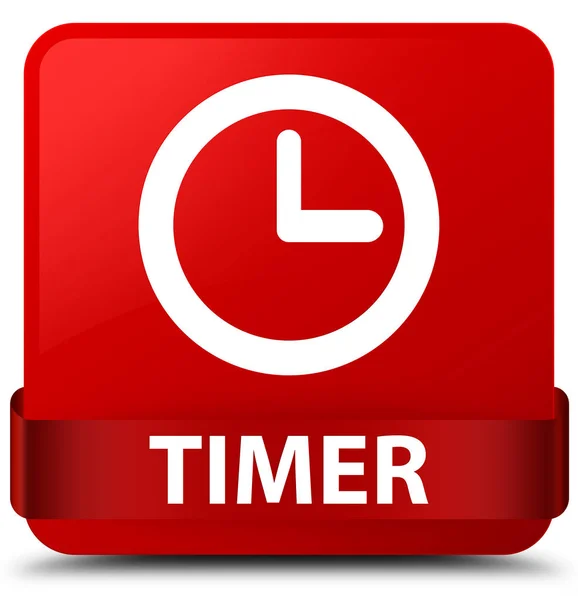 Timer red square knop rood lint in Midden — Stockfoto