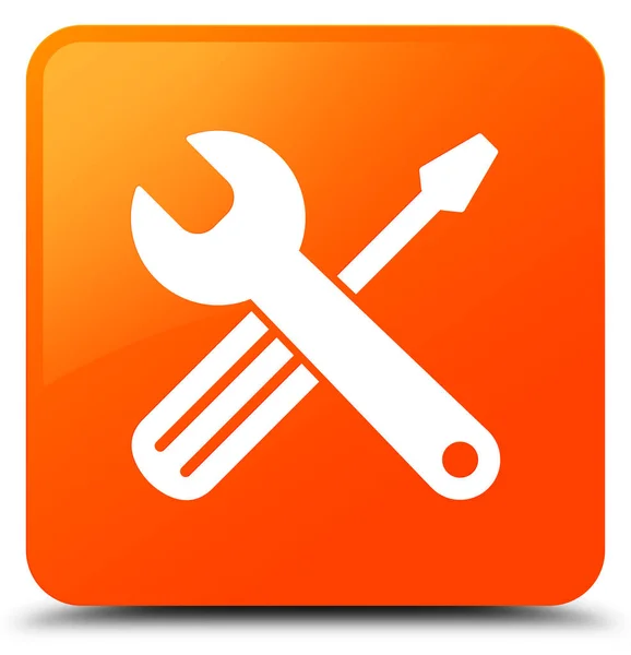 Werkzeuge Symbol orange quadratische Taste — Stockfoto