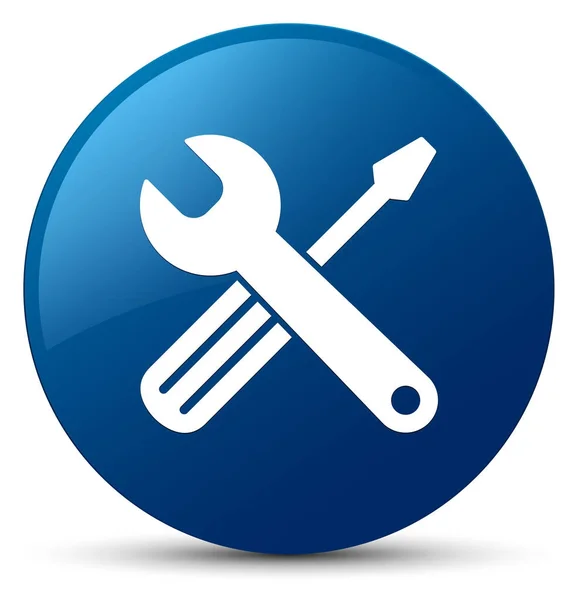 Eszközök ikonra kék kerek gomb — Stock Fotó