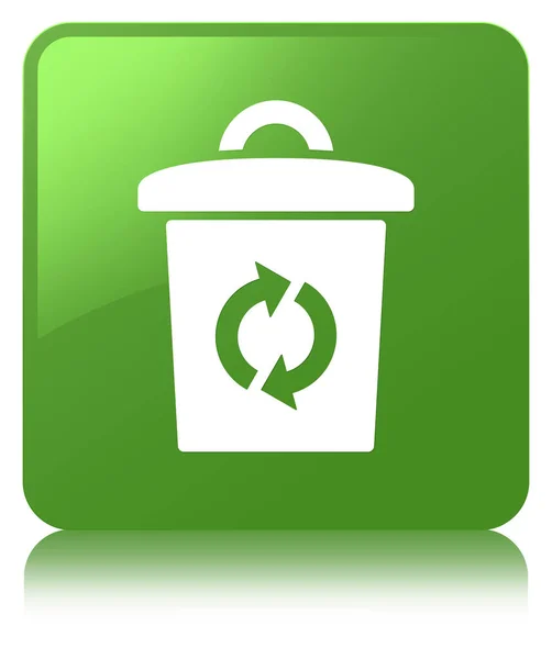 Trash icon soft green square button — Stock Photo, Image