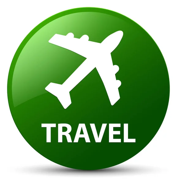 Travel (plane icon) green round button — Stock Photo, Image