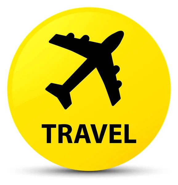 Utazás (repülővel ikon) sárga kerek gomb — Stock Fotó