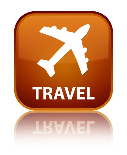Viaggio (icona piana) speciale pulsante quadrato marrone — Foto Stock