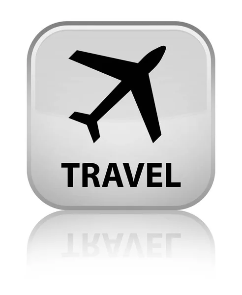 Viaje (icono de avión) botón cuadrado blanco especial —  Fotos de Stock