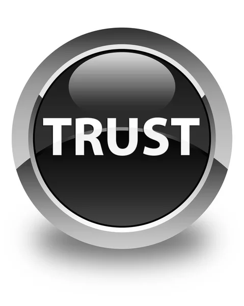 Trust glossy black round button — Stock Photo, Image