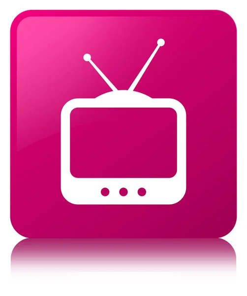 TV ikon rosa fyrkantig knapp — Stockfoto