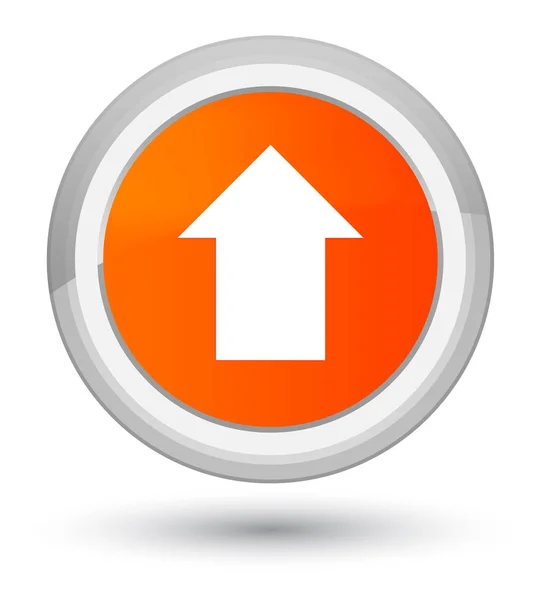 Uploaden van pijl pictogram prime oranje, ronde knop — Stockfoto